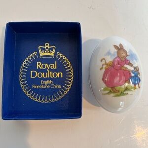 Rare Royal Doulton Bunnykins Porcelain Egg Trinket Box